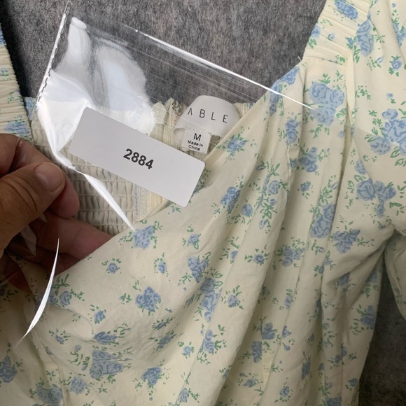 Mable Women Size Medium Floral Print Puff Sleeves Cottagecore Mini Dress - Picture 9 of 9